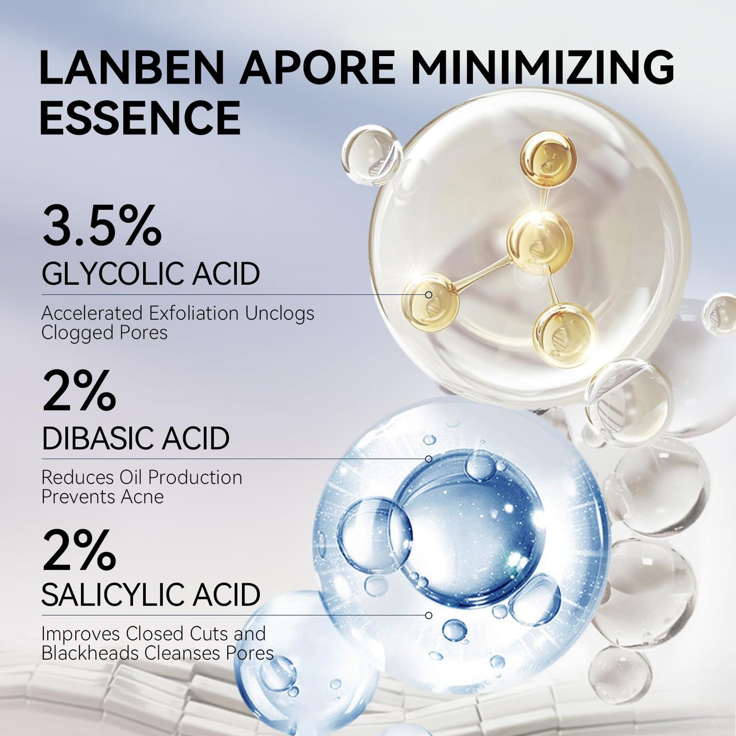 LANBENA 3-in-1 Blackhead Removal Set - Pore Strips (30g), Pore Minimizing Serum (30ml) & Removal Paper - Mask for Face, Minimizes Pores & Leaves Skin Fresh & Clean, Blackhead Remover