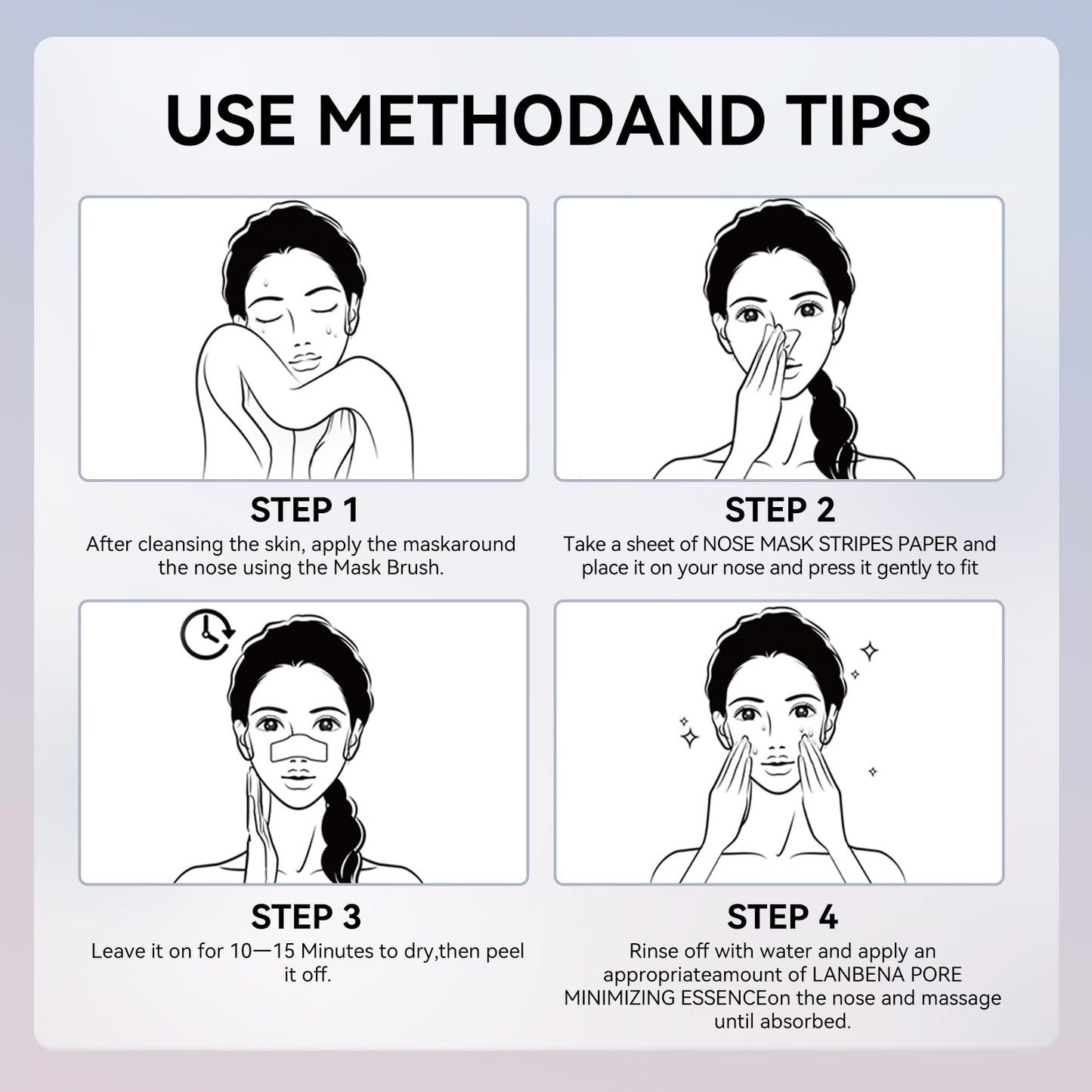 LANBENA 3-in-1 Blackhead Removal Set - Pore Strips (30g), Pore Minimizing Serum (30ml) & Removal Paper - Mask for Face, Minimizes Pores & Leaves Skin Fresh & Clean, Blackhead Remover