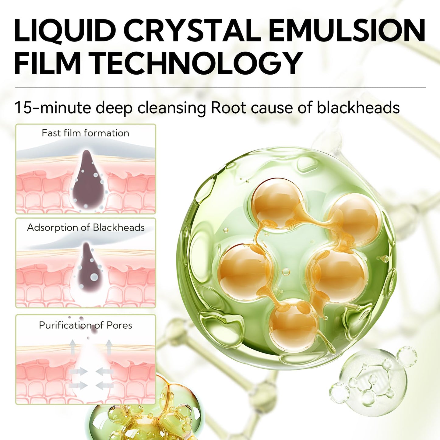 LANBENA 3-in-1 Blackhead Removal Set - Pore Strips (30g), Pore Minimizing Serum (30ml) & Removal Paper - Mask for Face, Minimizes Pores & Leaves Skin Fresh & Clean, Blackhead Remover