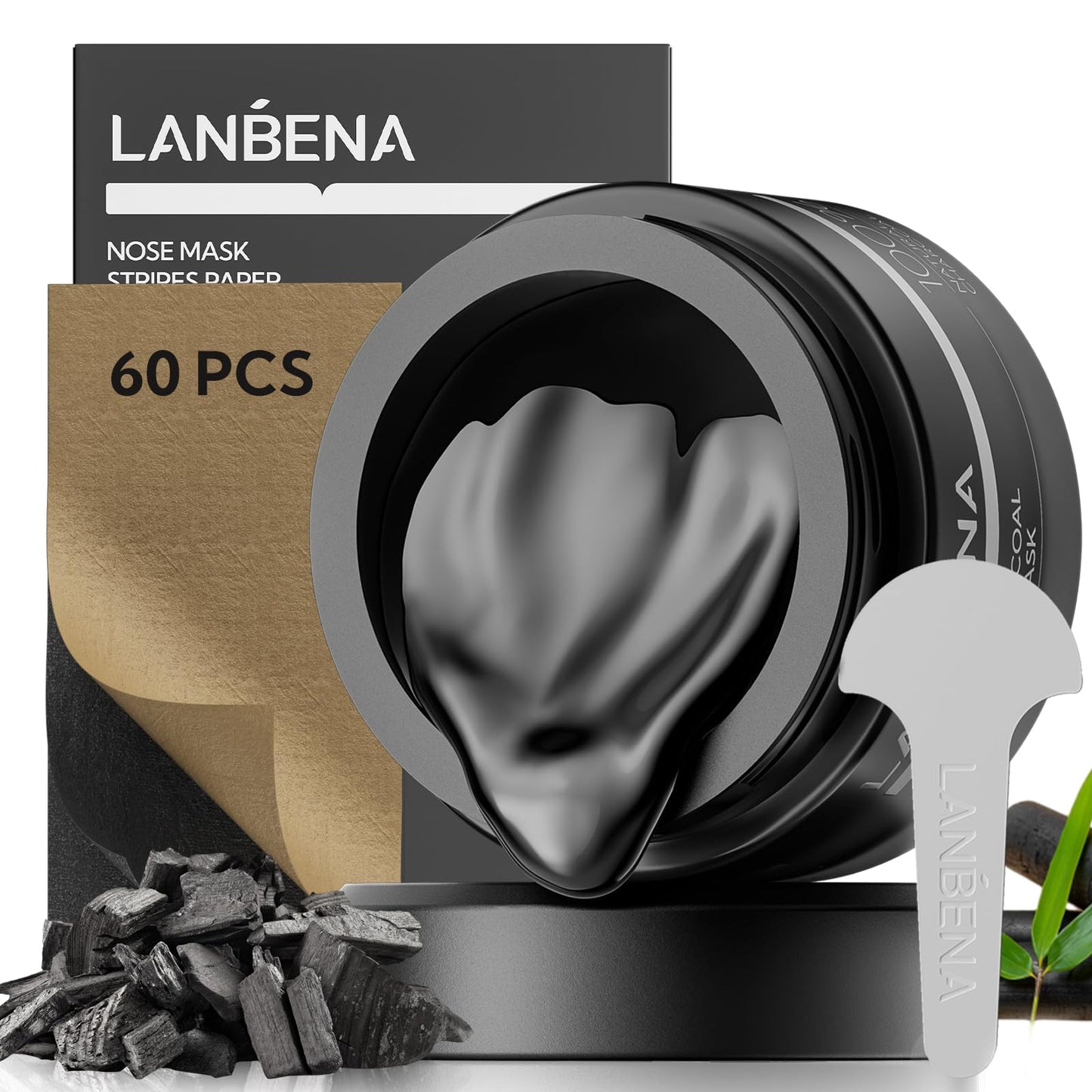 LANBENA 3-in-1 Blackhead Removal Set - Pore Strips (30g), Pore Minimizing Serum (30ml) & Removal Paper - Mask for Face, Minimizes Pores & Leaves Skin Fresh & Clean, Blackhead Remover
