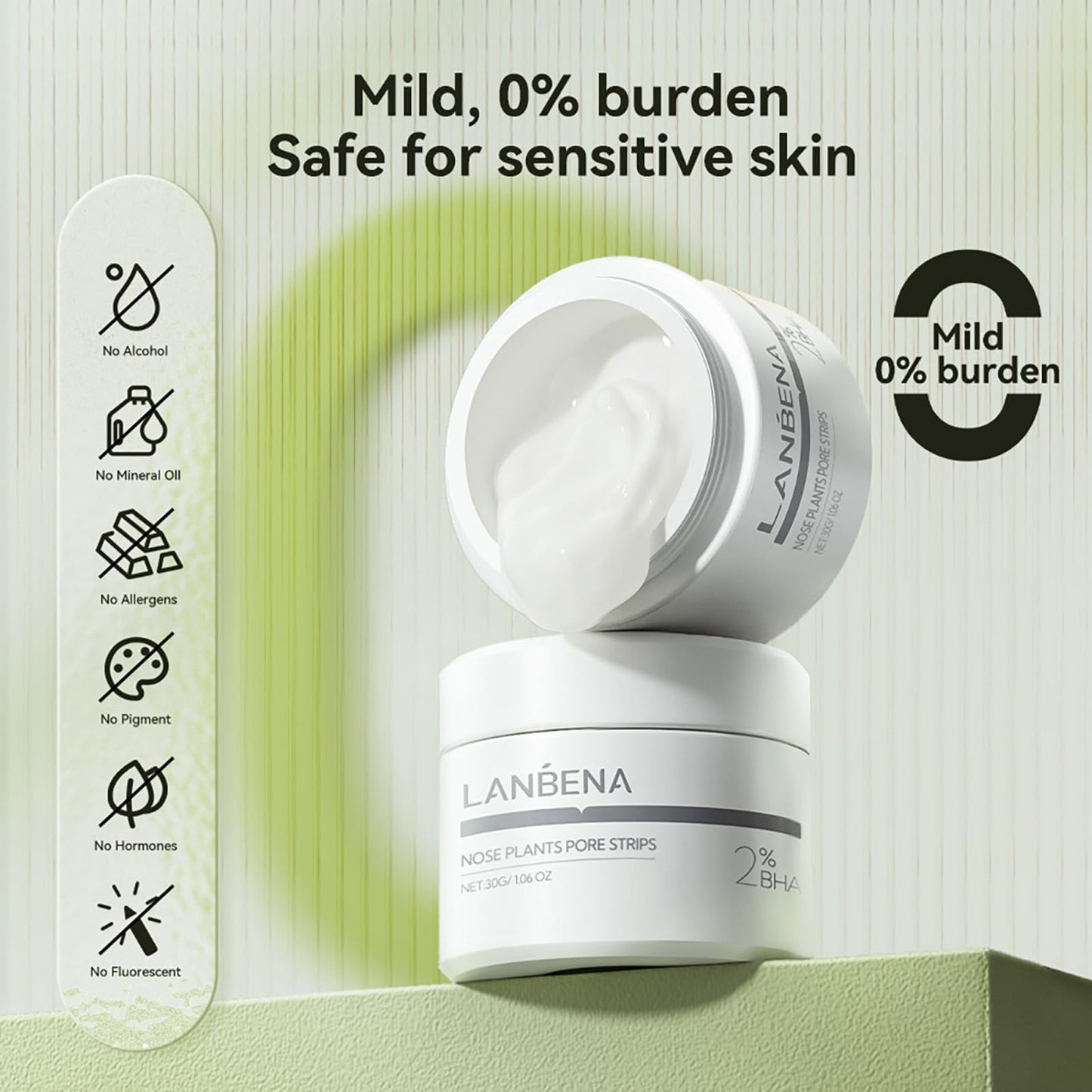 LANBENA 3-in-1 Blackhead Removal Set - Pore Strips (30g), Pore Minimizing Serum (30ml) & Removal Paper - Mask for Face, Minimizes Pores & Leaves Skin Fresh & Clean, Blackhead Remover