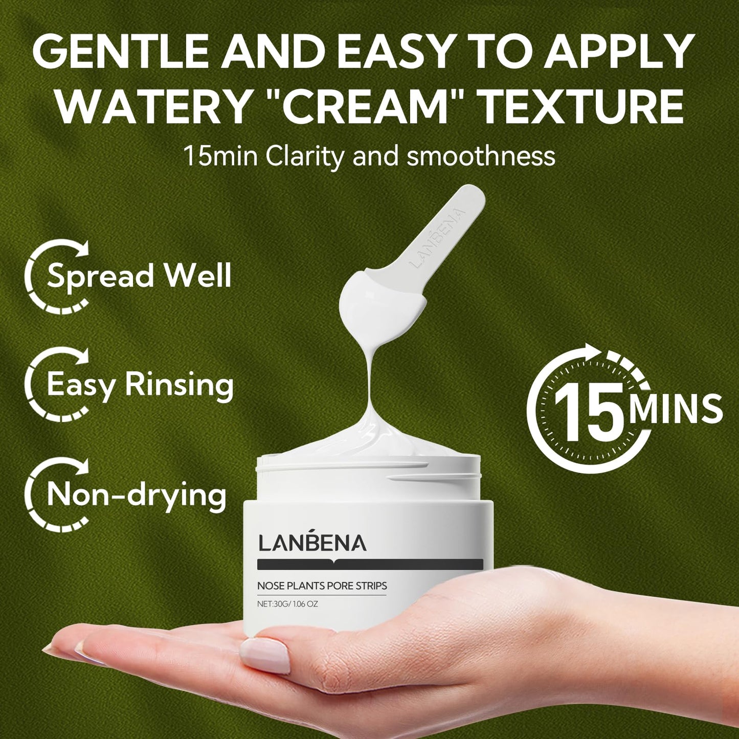 LANBENA 3-in-1 Blackhead Removal Set - Pore Strips (30g), Pore Minimizing Serum (30ml) & Removal Paper - Mask for Face, Minimizes Pores & Leaves Skin Fresh & Clean, Blackhead Remover